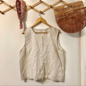 Flax Linen Button Down Tank